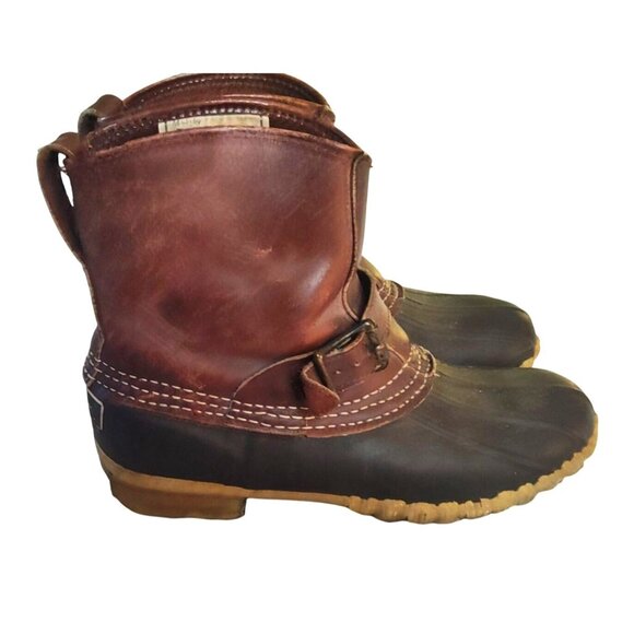 L.L. Bean Women's 8 Maine Hunting Shoe Brown/Black Leather Rubber Duck Boots - Picture 5 of 13